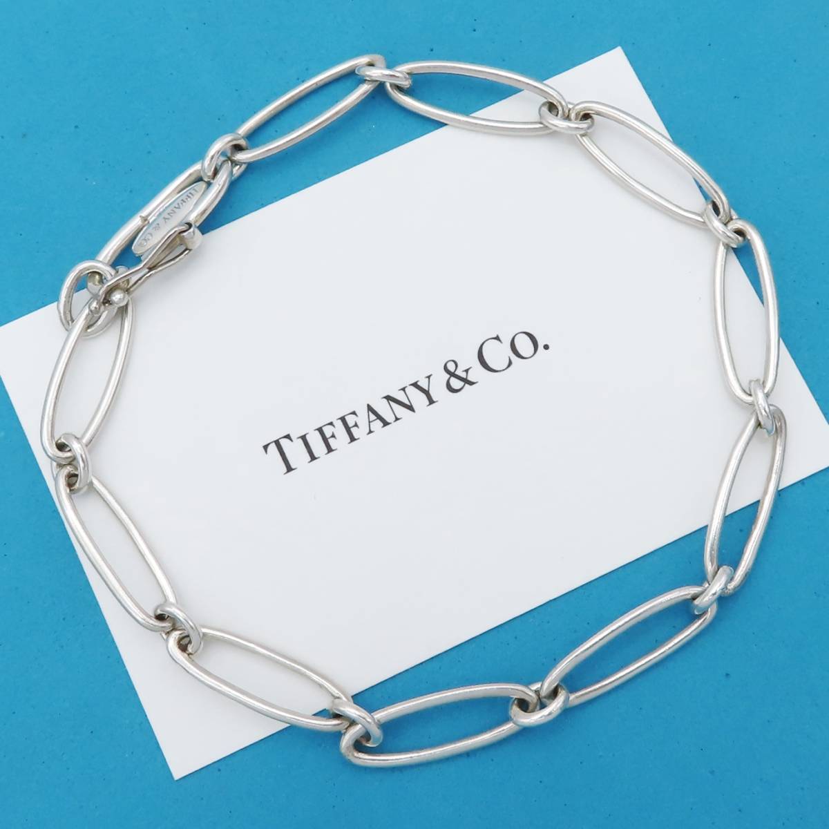 【送料無料】 美品 Tiffany&Co. ティファニー オーバル リンク シルバー ブレスレット チェーン エルサペレッティ SK22_画像1