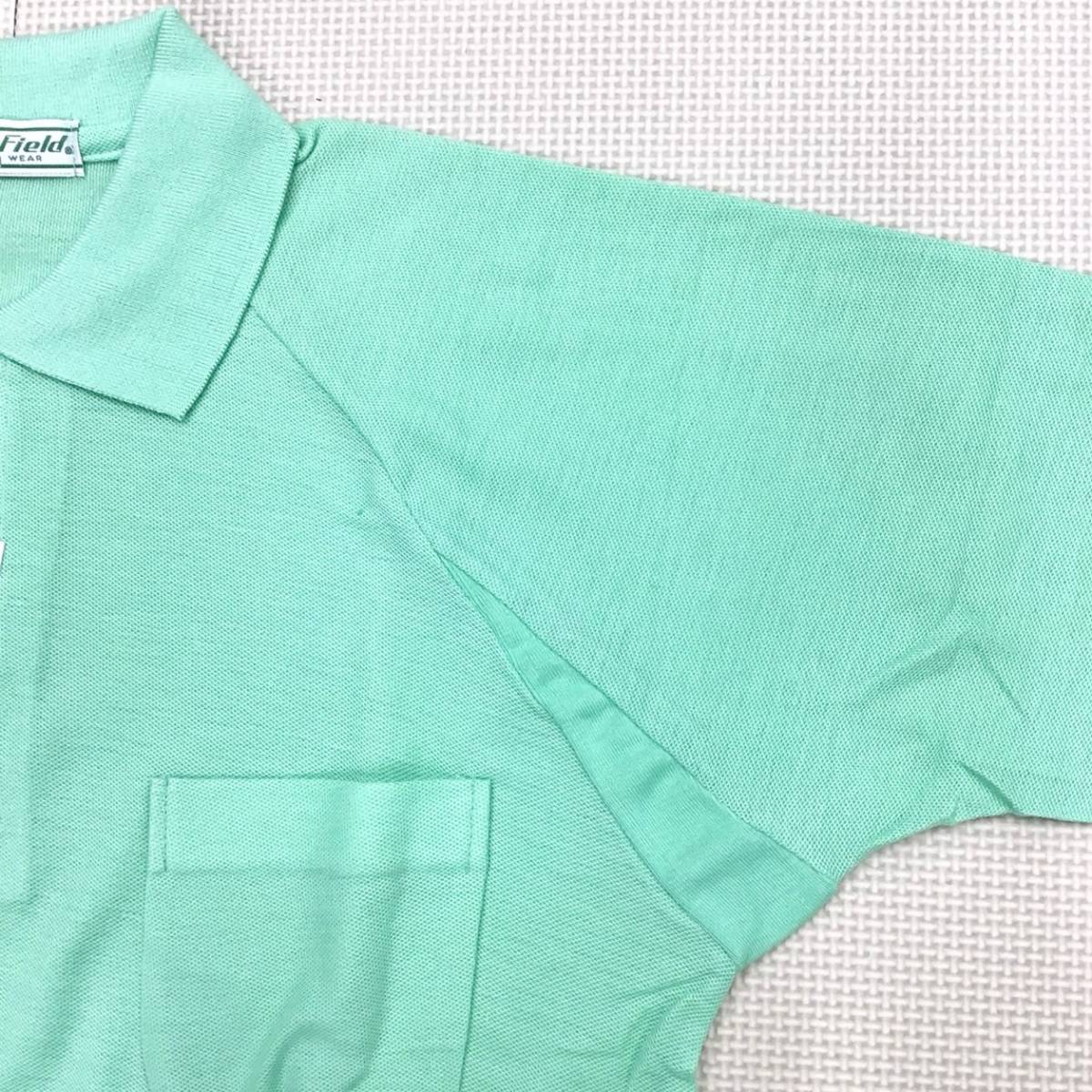 ( unused goods ) Plum Field polo-shirt with short sleeves size M / light green / green / made in Japan / with pocket / uniform / work clothes / working clothes / sport wear 