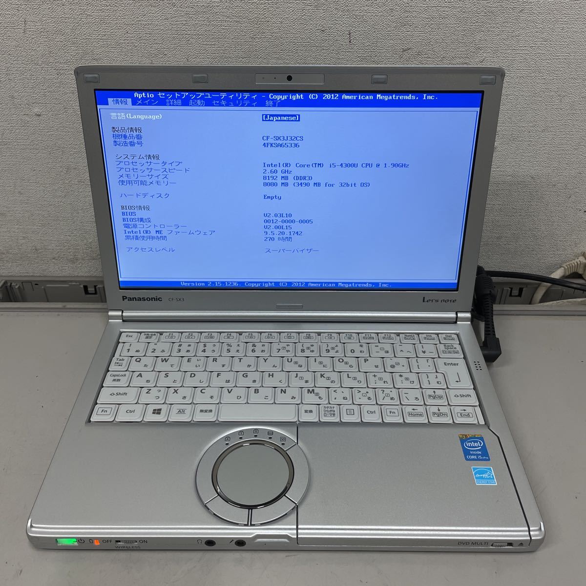 ネ99 Panasonic Let''s note CF-SX3 Core i5 4300U メモリ8GB_画像2