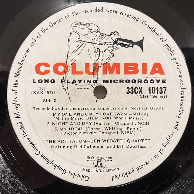 ●即決LP Art Tatum Ben Webster / Quartet 33cx1013 j38196 当時の英盤 アート・テイタム ベン・ウェブスター_画像2