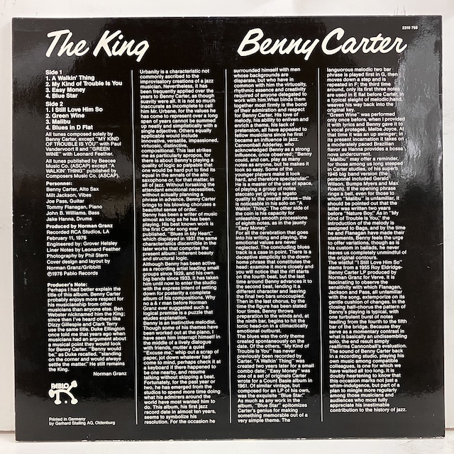 ●即決LP Benny Carter / The King 2310768 j38411 独オリジナル ベニー・カーター _画像4