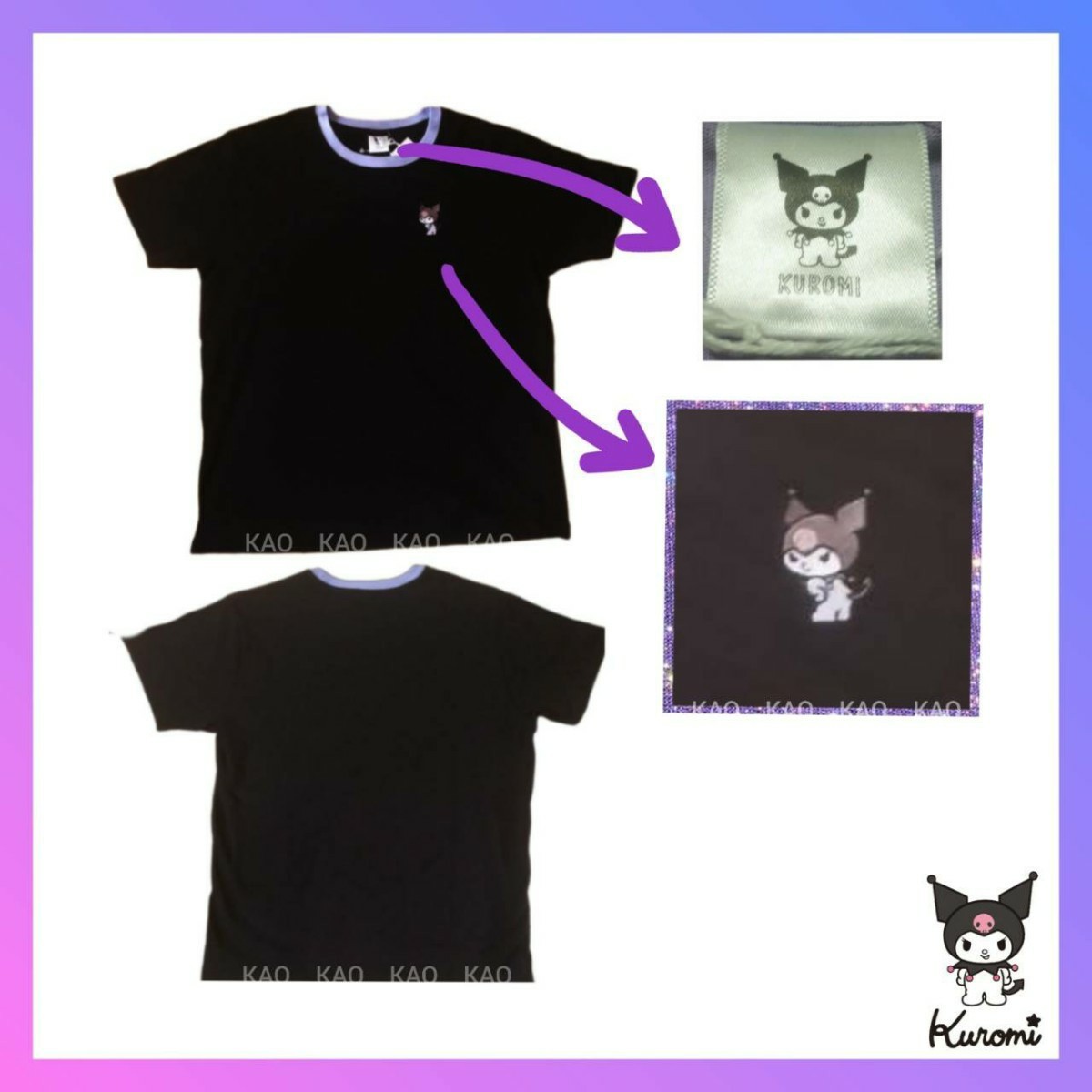 * new goods tag attaching * Sanrio black mi short sleeves T-shirt one poito embroidery stylish . pretty!LL largish size popular oversize style ko-te is possible to enjoy!