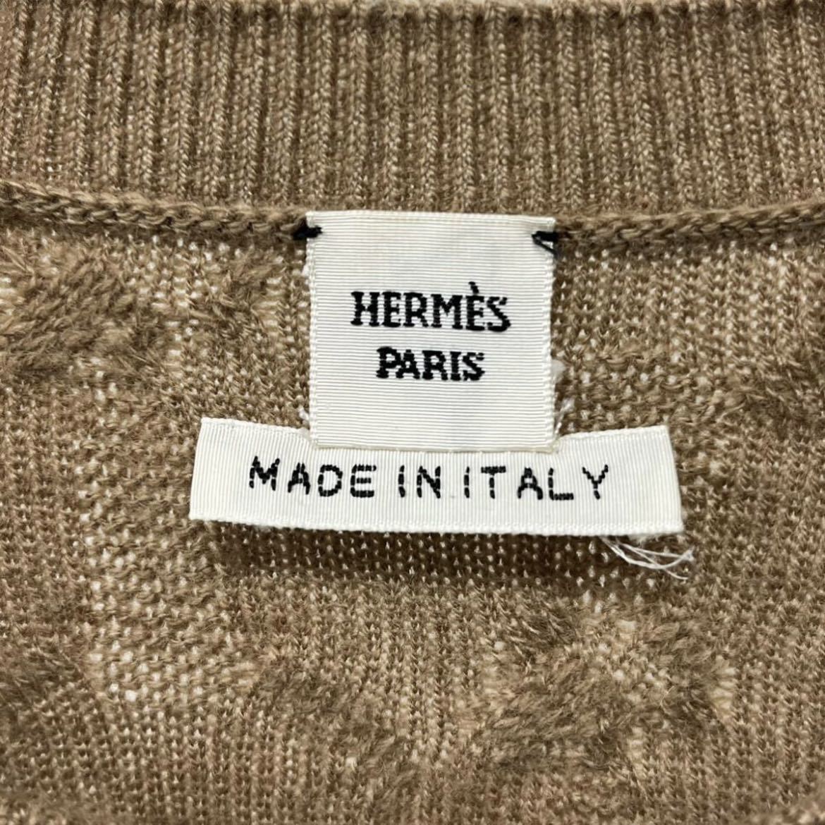 HERMES エルメス カシミヤ100% ベルト柄 総柄 長袖 ニット セーター