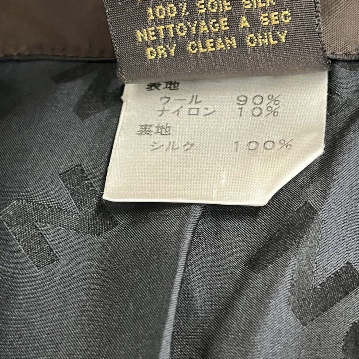 高級 LOUIS VUITTON ルイヴィトン ウール混 裏地シルク100% 襟ベロア切替 ロングコート レディース