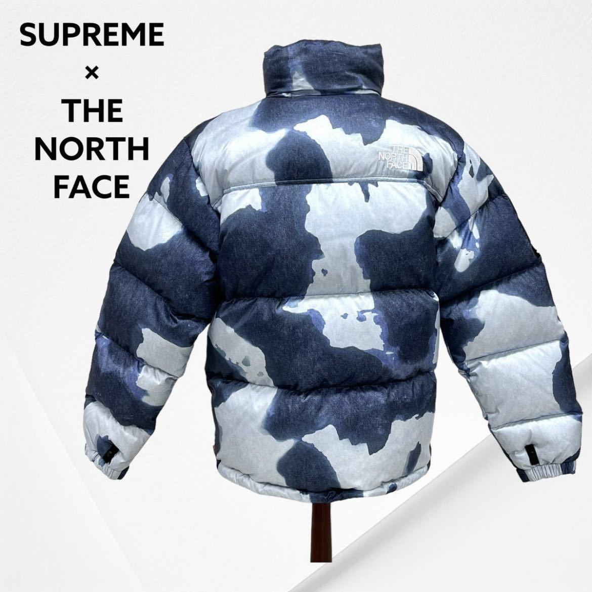 Supreme 21AW TNF Bleached Denim Print Nuptse Jacket シュプリーム