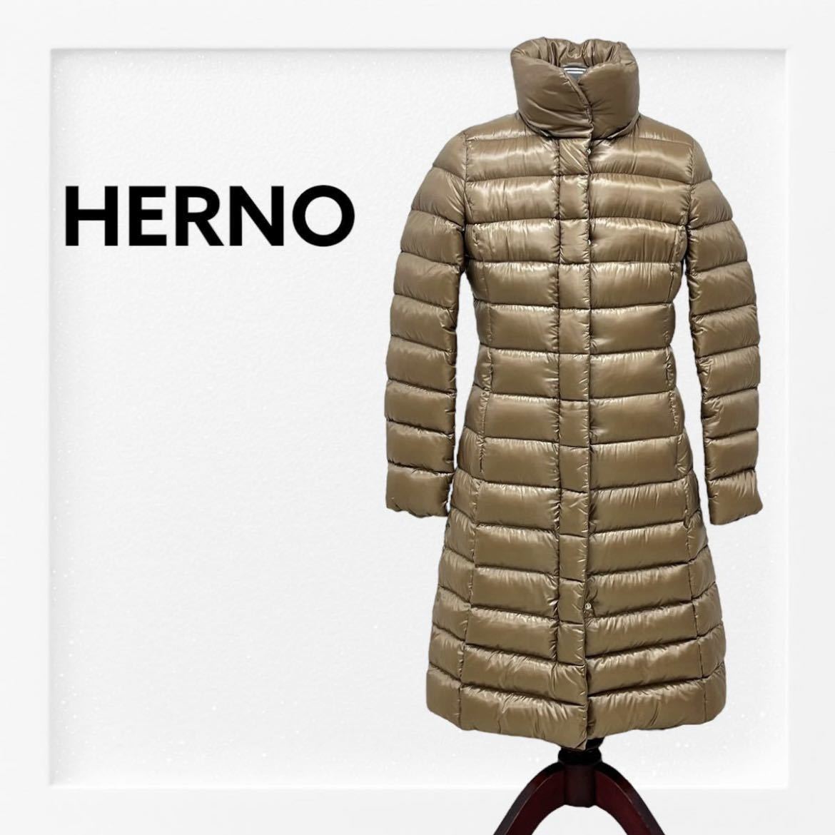 HERNO ヘルノ ナイロン スタンドカラー フロントジップ ダウンコート レディース PI0061D-12017-8300
