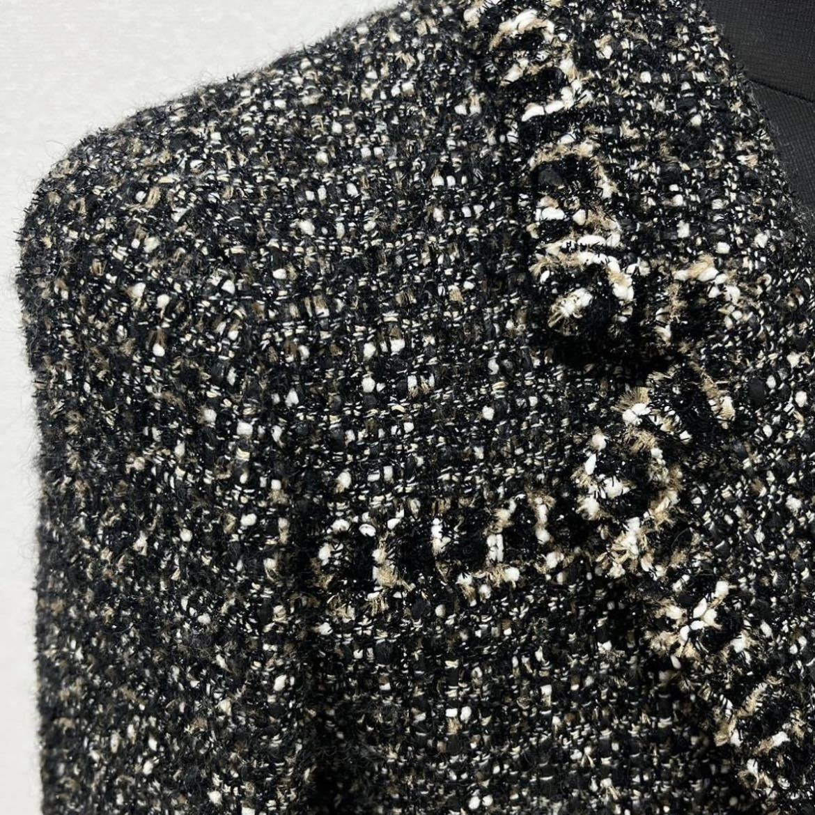 高級 CHANEL シャネル 04A P24398V14928 COCO ココボタン 裾チェーン ツイードジャケット レディース