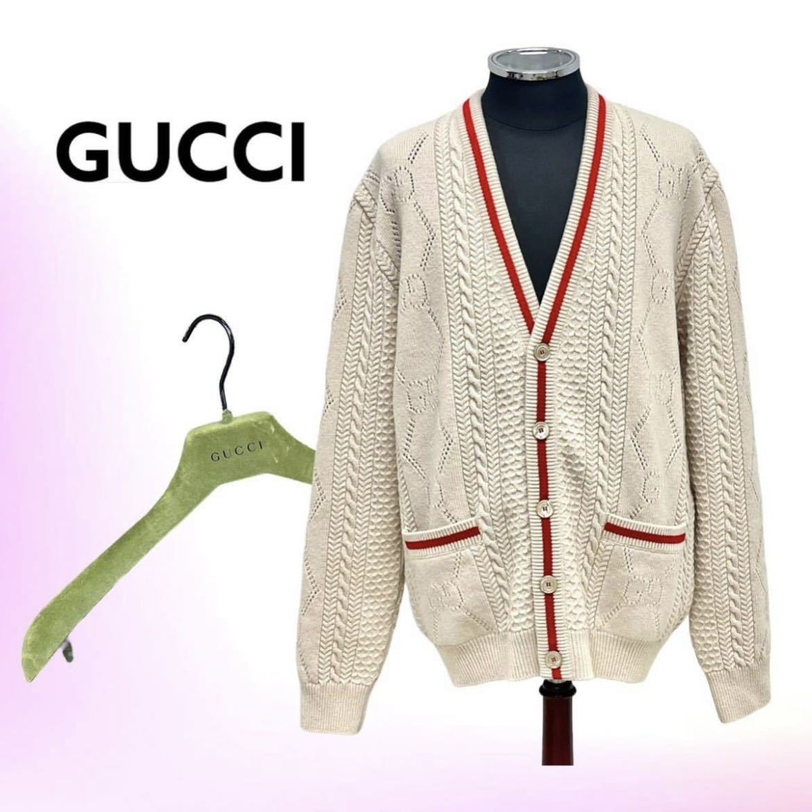 高級 定価220 000円 ハンガー付き GUCCI グッチ GG ウール Vネック