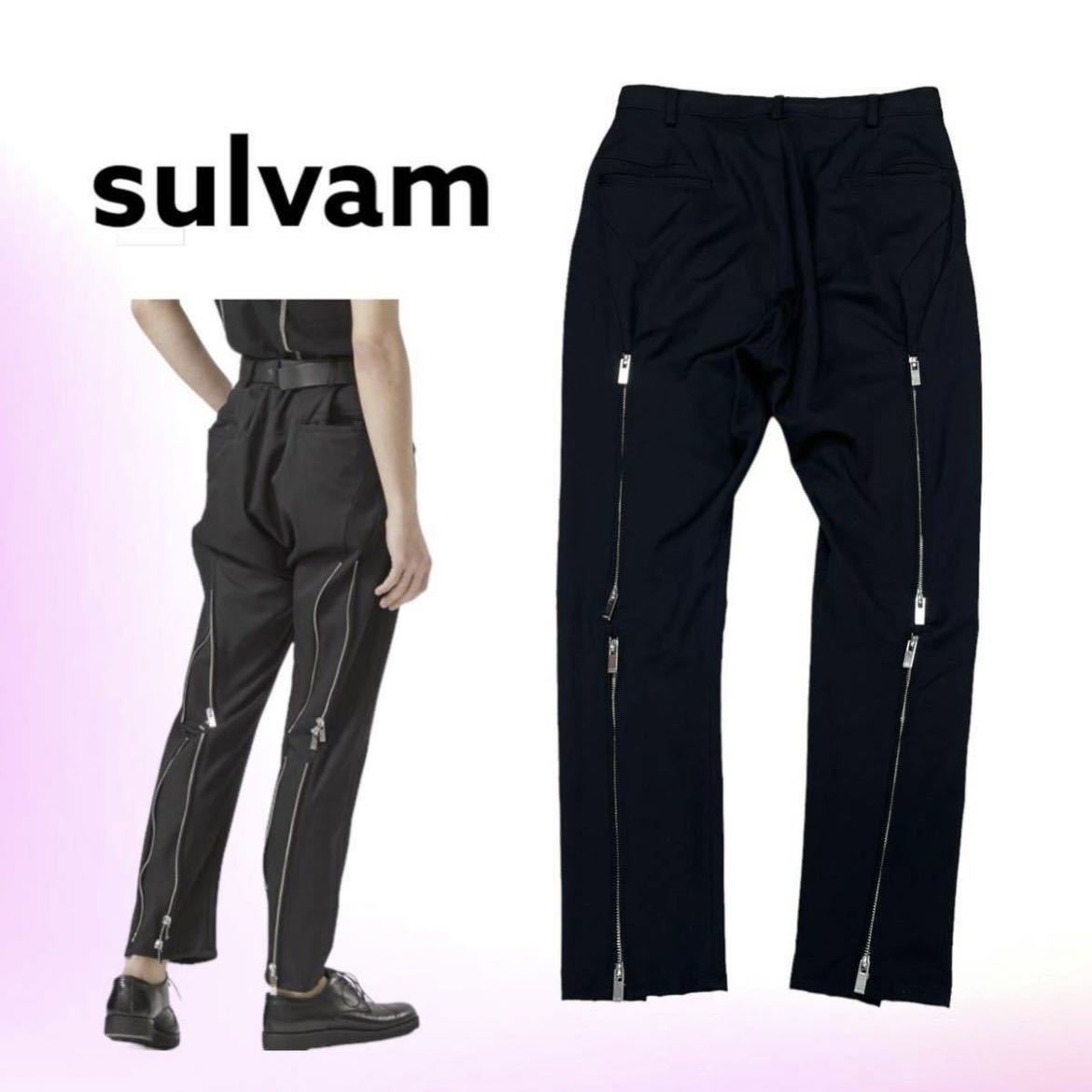 定価53,900円 sulvam サルバム 20SS Sick Bandage Pants ジップデザイン シックボンテージパンツ SL-P04-100_画像2