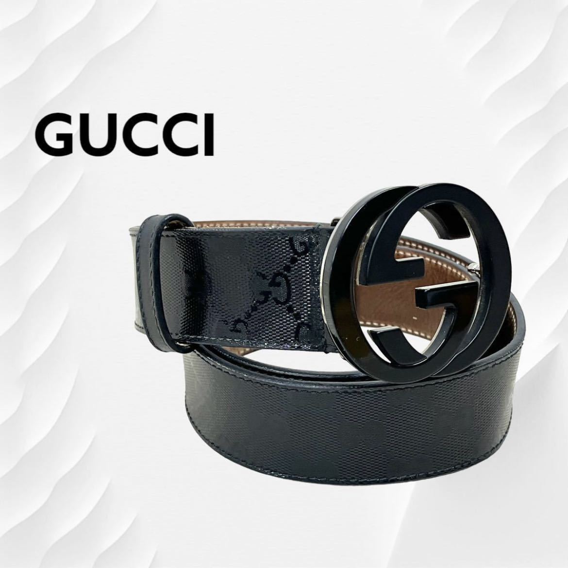 GUCCI インターロッキングG バックル ベルト ベルト マットブラック - 小物