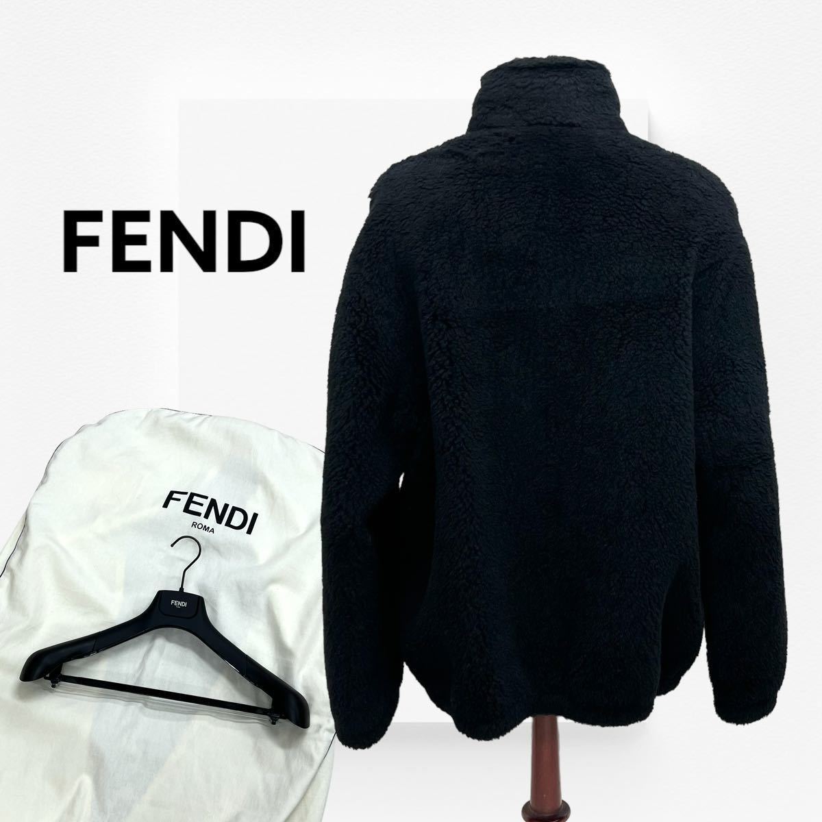 定価544,500円 ガーメント付き FENDI フェンディ 19AW ズッカ柄 ブラックシープスキン ボア フリース ジャケット メンズ FW0948 A901_画像2