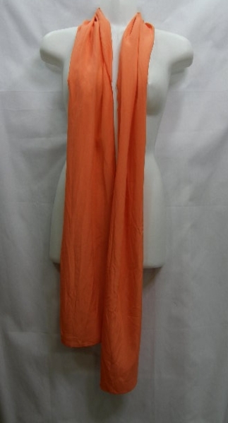 絹シルク100 超ロングスカーフ しわ加工 橙色 微光沢 27×2M_画像2
