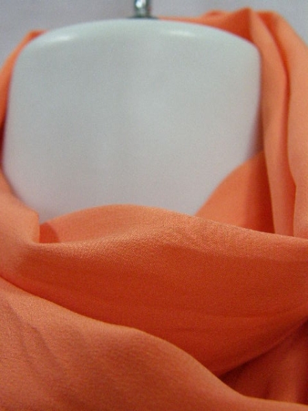 絹シルク100 超ロングスカーフ しわ加工 橙色 微光沢 27×2M_画像3