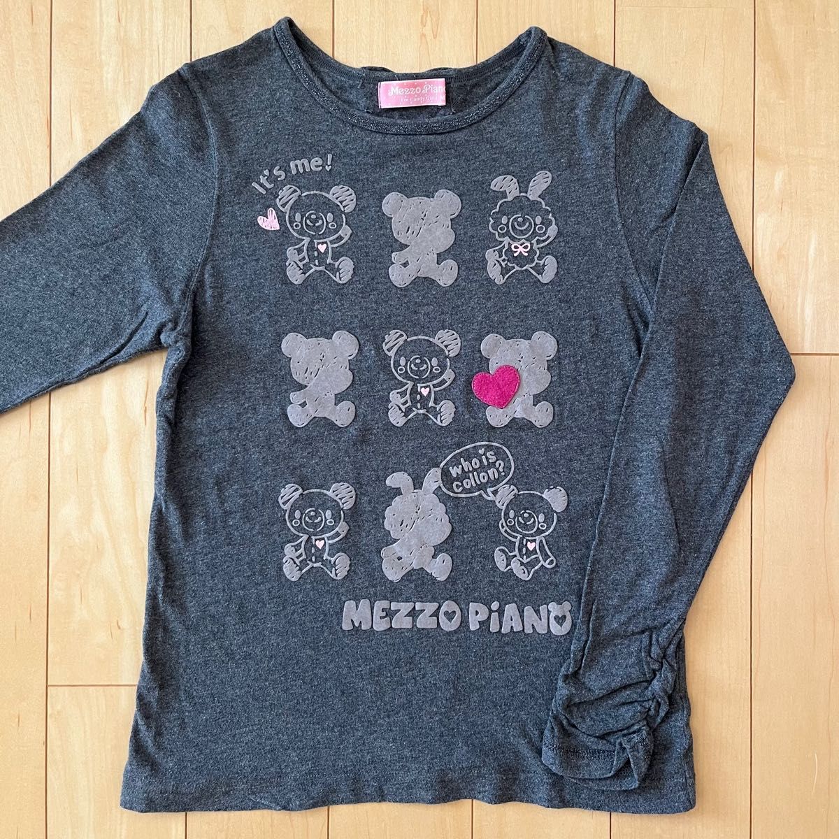 メゾピアノジュニア M 150cm 長袖 Tシャツ カットソー コロンちゃん グレー