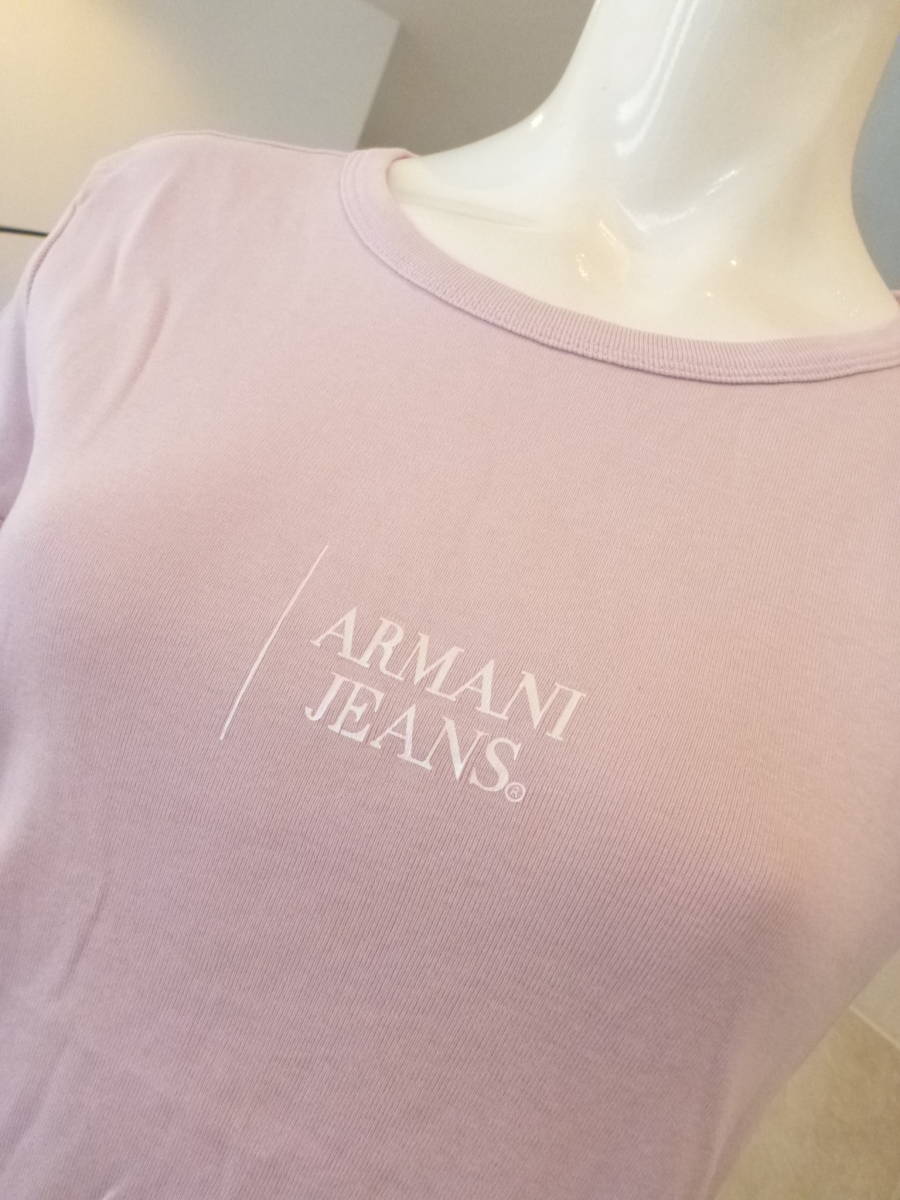 超美品 ARMANI JEANS (アルマーニジーンズ) ★ピンク　ロゴ　半袖　Tシャツ　42　L相当_画像3