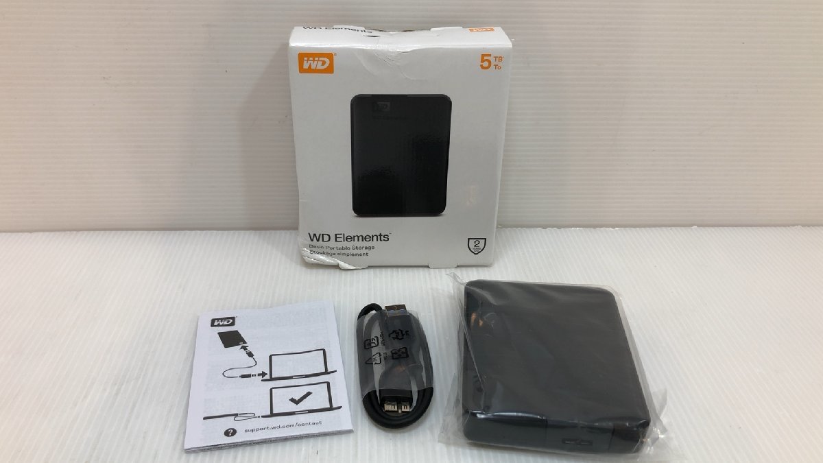 オンライン学習 未使用品！ WD ポータブルHDD 5TB USB3.0 WD Elements Portable WDBU6Y0050BBK-WESN ※外箱ダメージ有