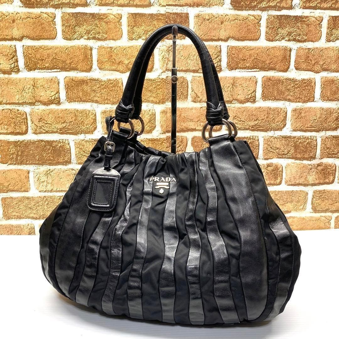 華麗 美品！PRADA レザー×ナイロン 5393 トートバッグ パッチワーク