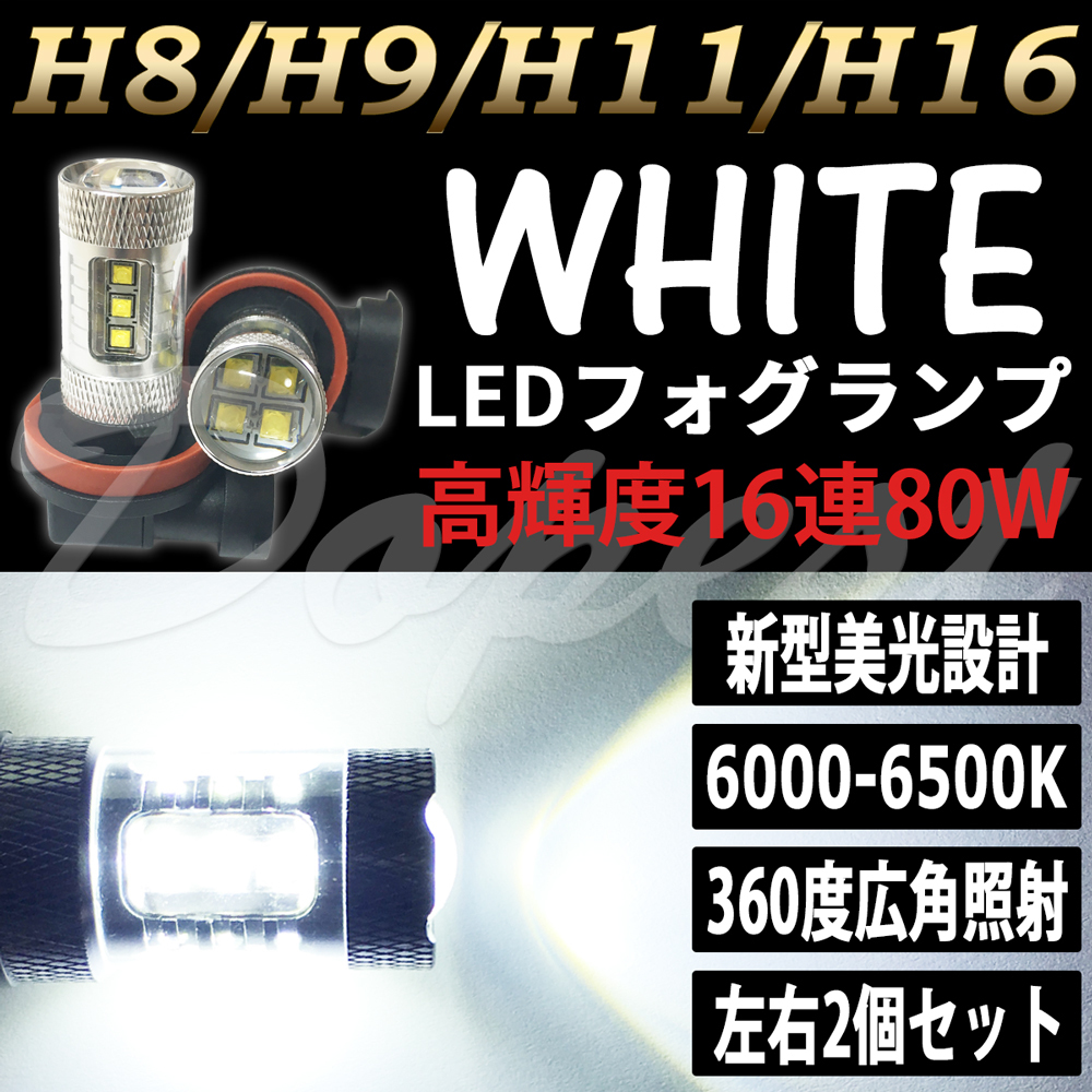 LEDフォグランプ H11 オデッセイ RB3/4系 H20.10～H23.9 80W 白_画像1