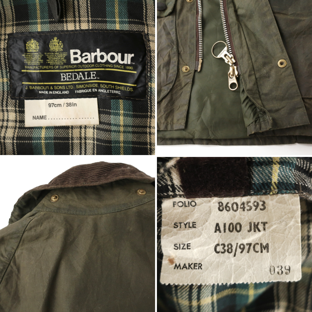 希少 86s英国製スペシャルビンテージ◎2ワラント Barbour BEDALE