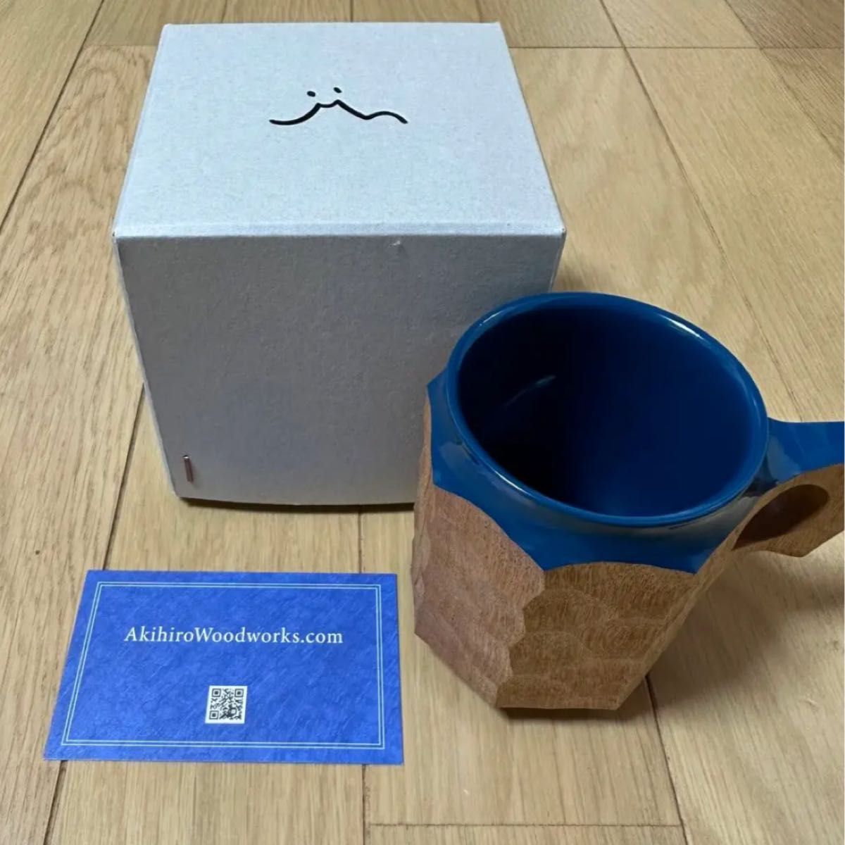 アキヒロウッドワークスジンカップ URUSHI Hybrid blue L 青漆