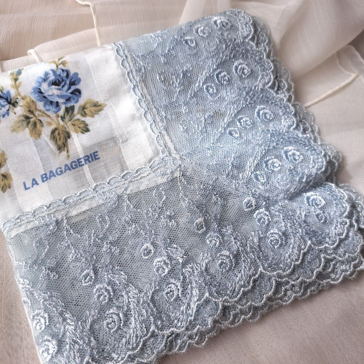 【高価値】 レースハンカチ 大判 ラバガジュエリー 58×58cm 未 シール付き 小物