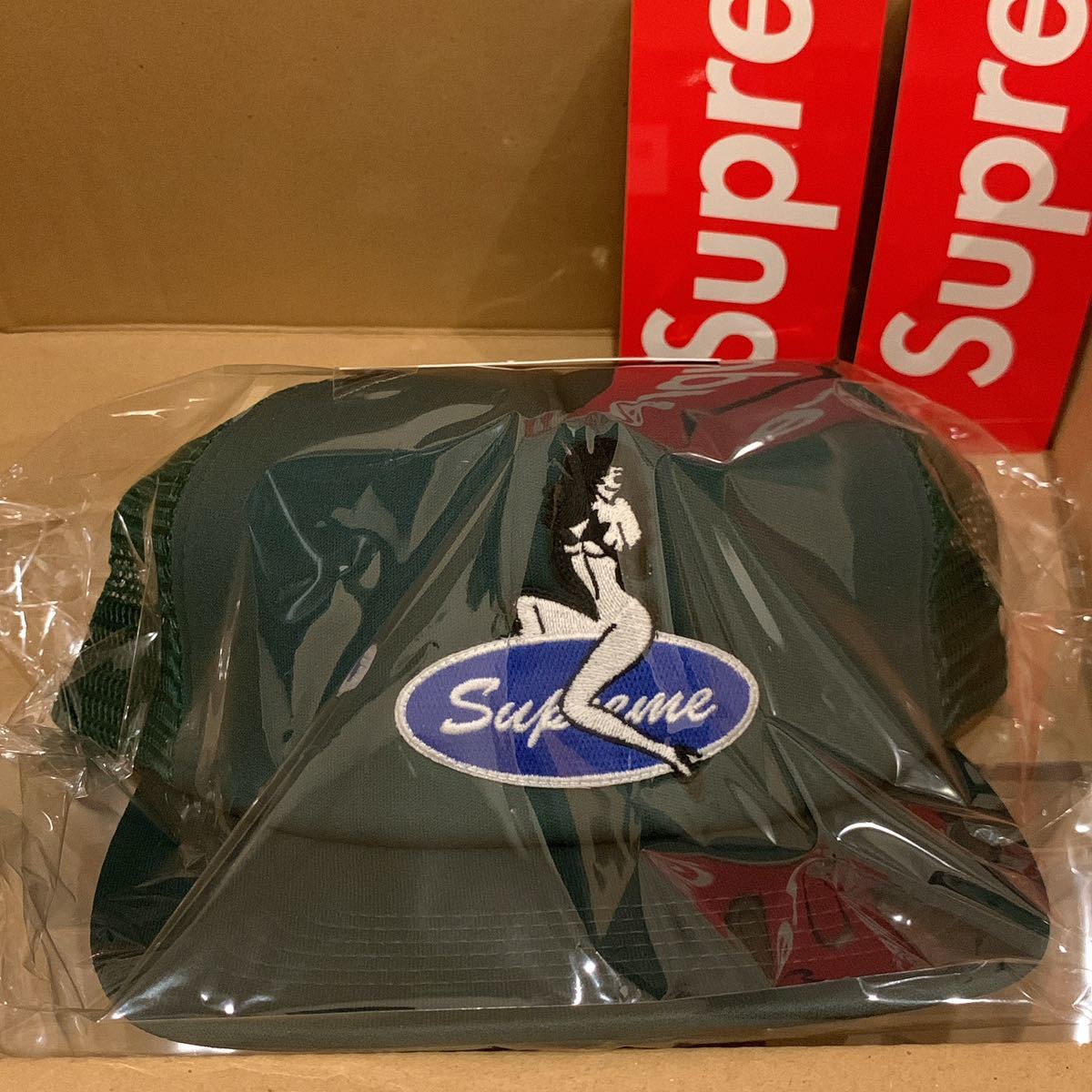 送料無料 Supreme Pin Up Mesh Back 5 Panel シュプリーム メッシュ キャップ パネル バック ピン アップ グリーン