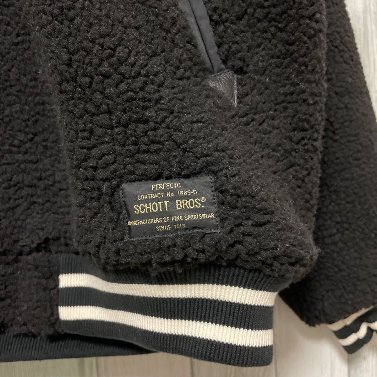 【新品未使用オーバーサイズ】Schott ボアスタジャンスタジアムジャケット ブラックL