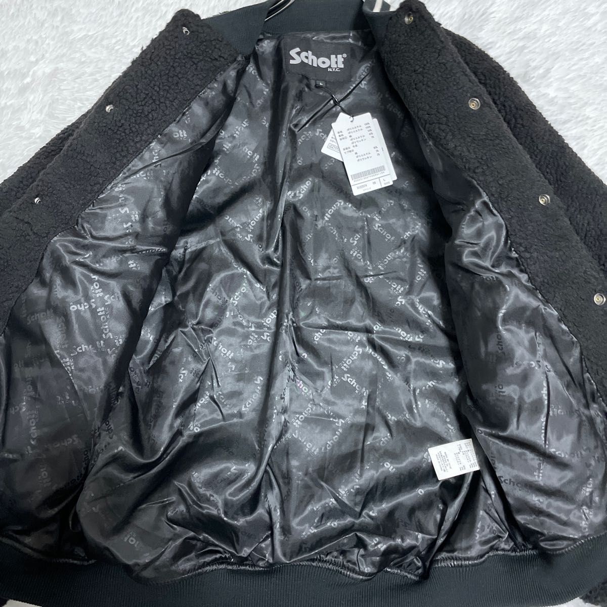 【新品未使用オーバーサイズ】Schott ボアスタジャンスタジアムジャケット ブラックL