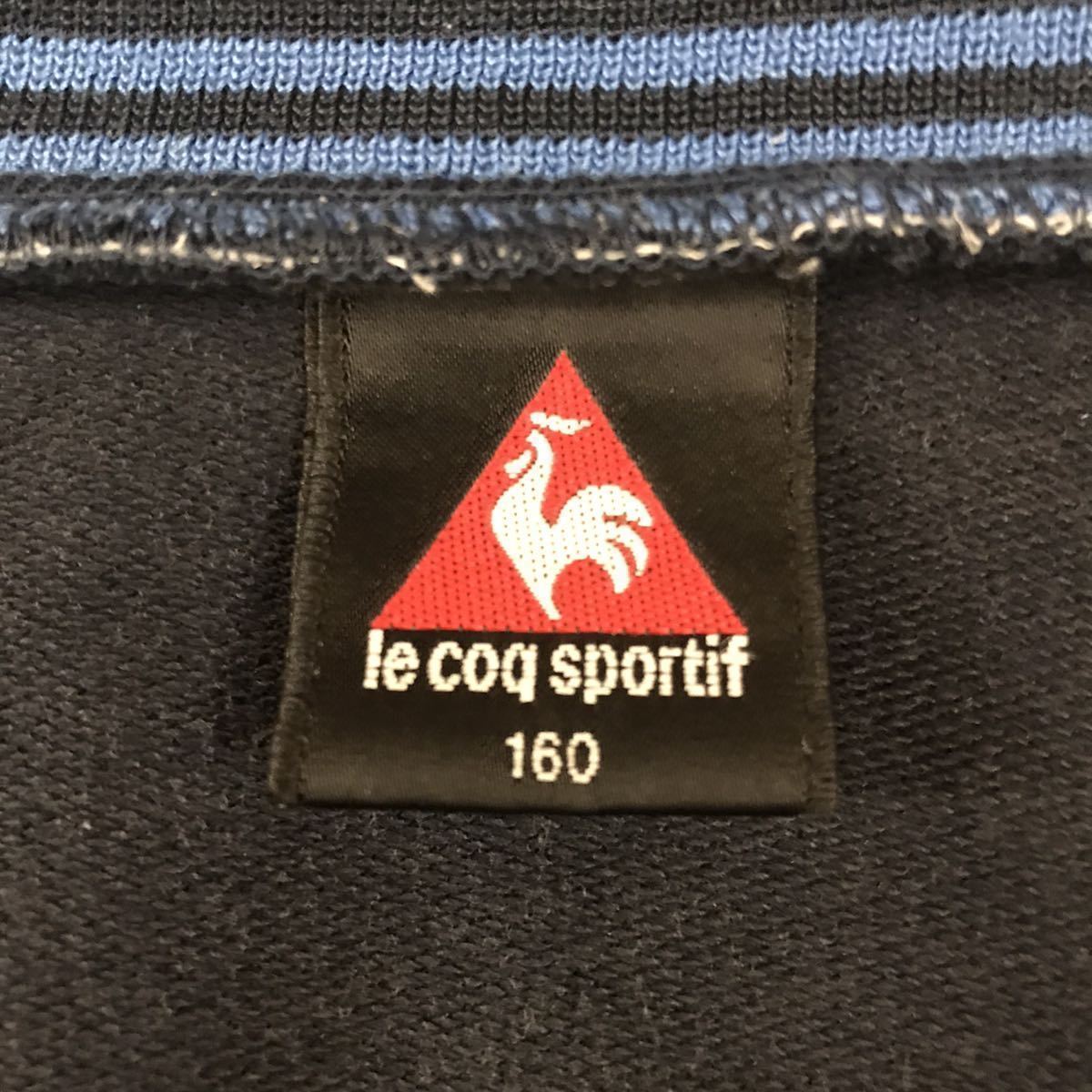 ルコック le coq sportif ジャージ トラックトップ デサント DESCENTE ロゴ 刺繍 ブラック ブルー 黒 青 キッズ 160サイズ ∬▼_画像4