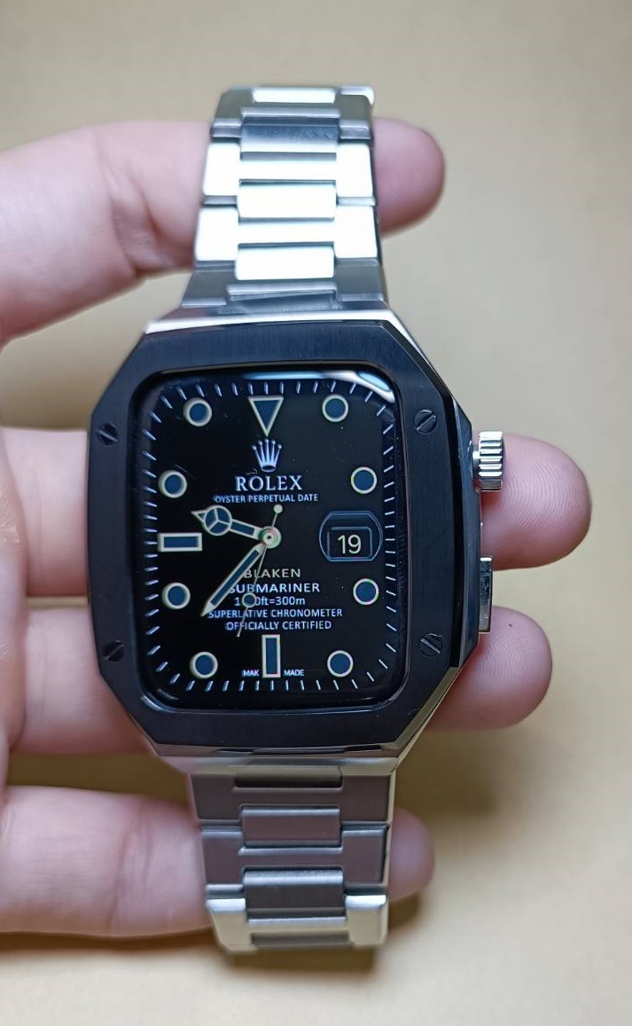 42mm 44mm 45mm 銀黒黒-メタル apple watch ステンレス カスタム 金属