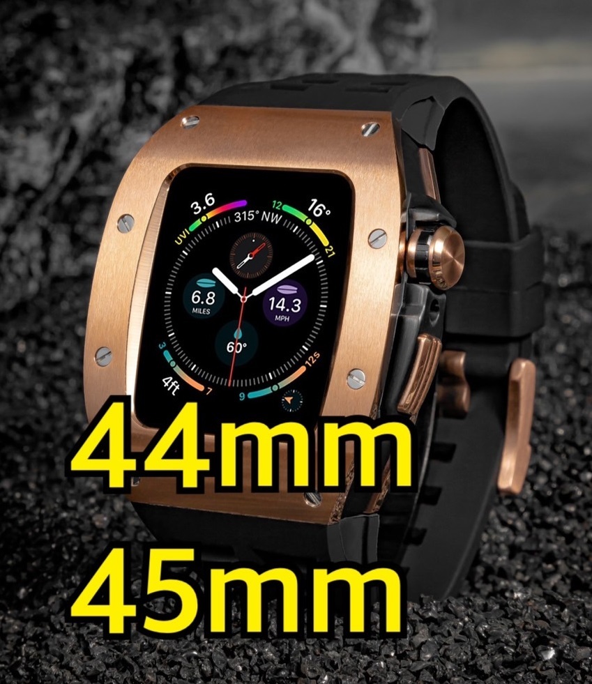 44mm 45mm●RMモデル 薔薇金●メタル ラバー カスタム ステンレス apple watch アップルウォッチ ゴールデンコンセプト Golden Concept 好_画像1