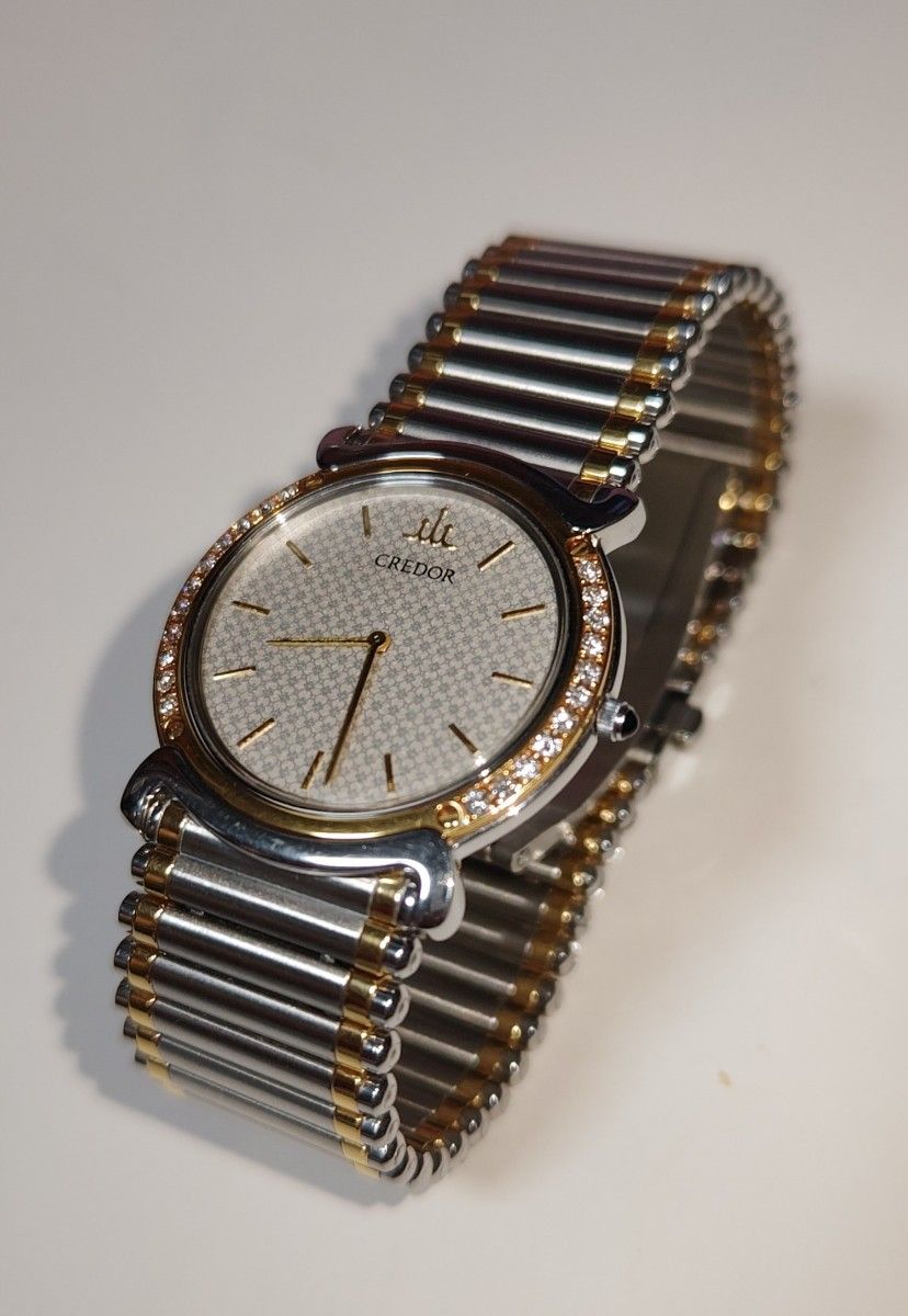 SEIKO セイコー クレドール 腕時計 リネアクルバ 18KT ダイヤベゼル