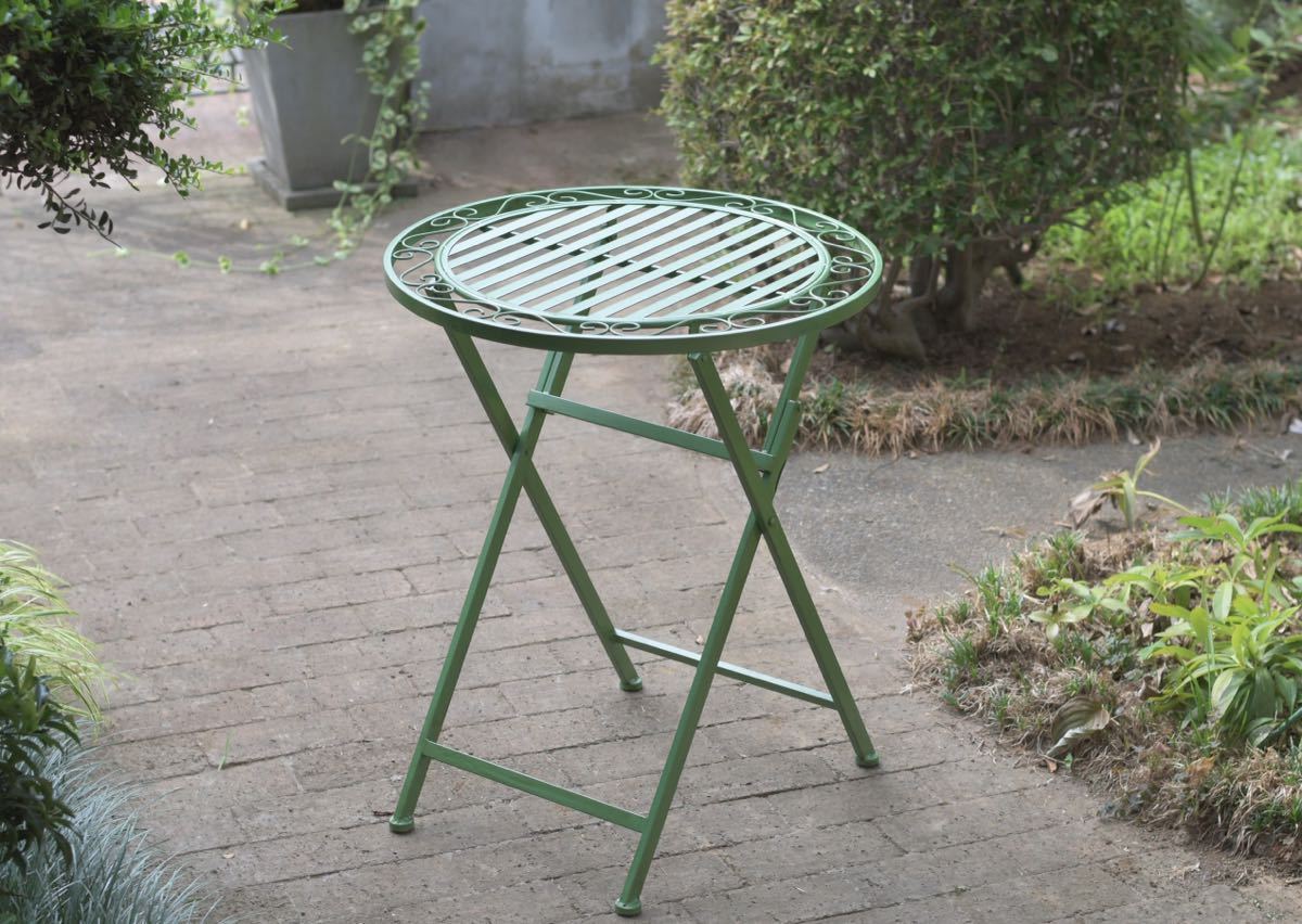  gran shu man antique style salon dujaru Dan garden table φ60 iron stylish folding green new goods 