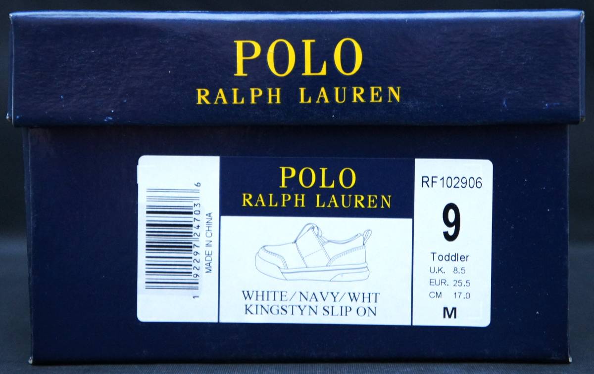 SALE！【新品】US9 17cm POLO RALPH LAUREN ポロ ラルフローレン KINGSTYN SLIP ON スリッポン ホワイト/ネイビー 2_画像10