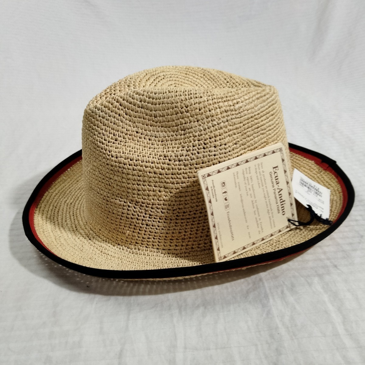 エクアアンディーノ パナマ　ハット　中折れ　ハット　Ecua-Andino panama hats　ストローハット　麦わら帽子　日差避　紫外線対策　帽子_画像2