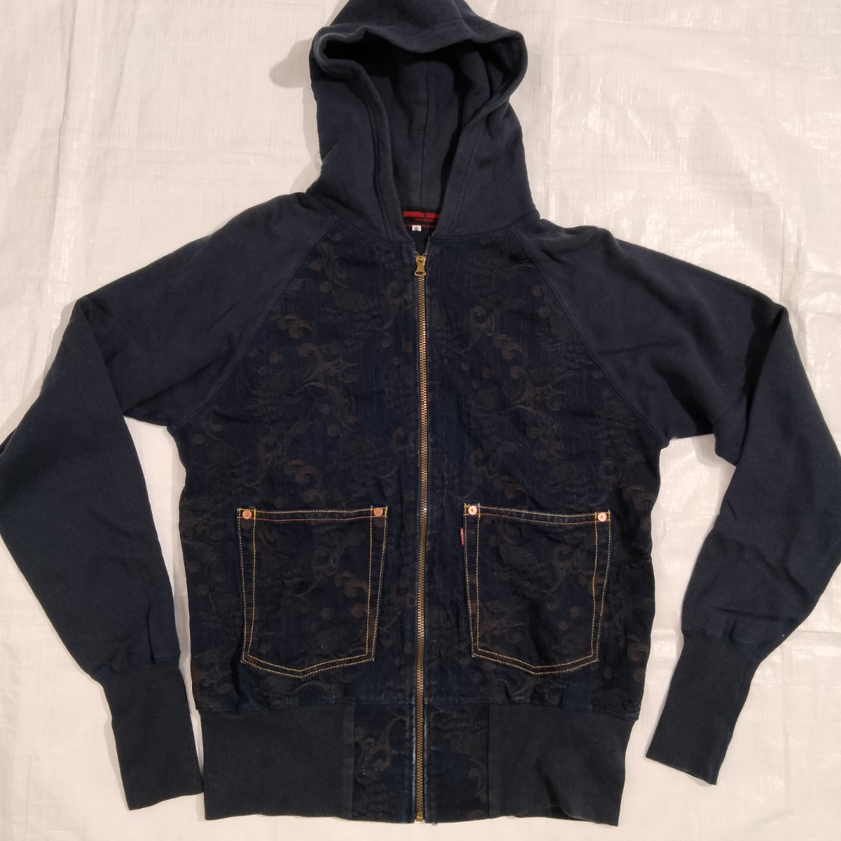 evisu EVISU エビス　エヴィス　ヤマネ　デニム　ゴブラン　スウェット　フルジップ　パーカー　DENIM　sweat parka 和風織地　インディゴ_画像1