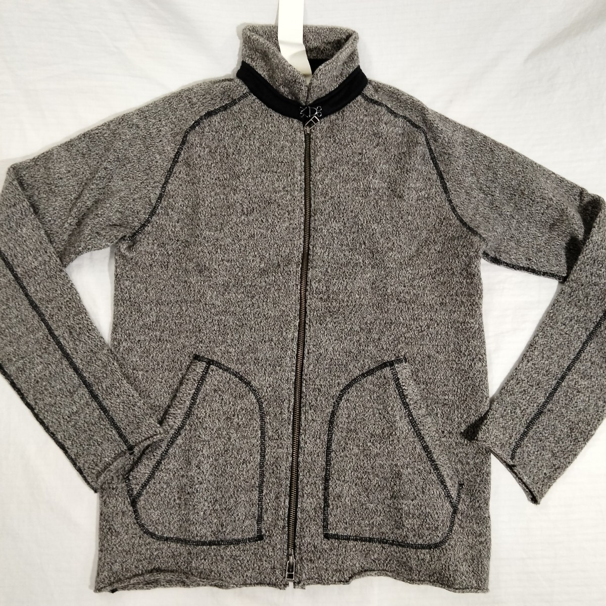 maillot wool sweat zip jacket　マイヨ　ウール　ジップ　ジャケット　ミックスブラウン　スタンドカラー　ニット　圧縮　ウール　ロール_画像1