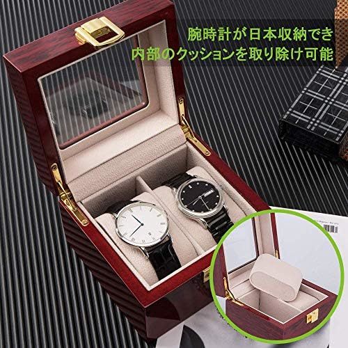  2本用 腕時計収納ボックス 木製 ガラス天板 コレクションケース ウォッチ アクセサリ 腕時計収納ケース 時計保管_画像4
