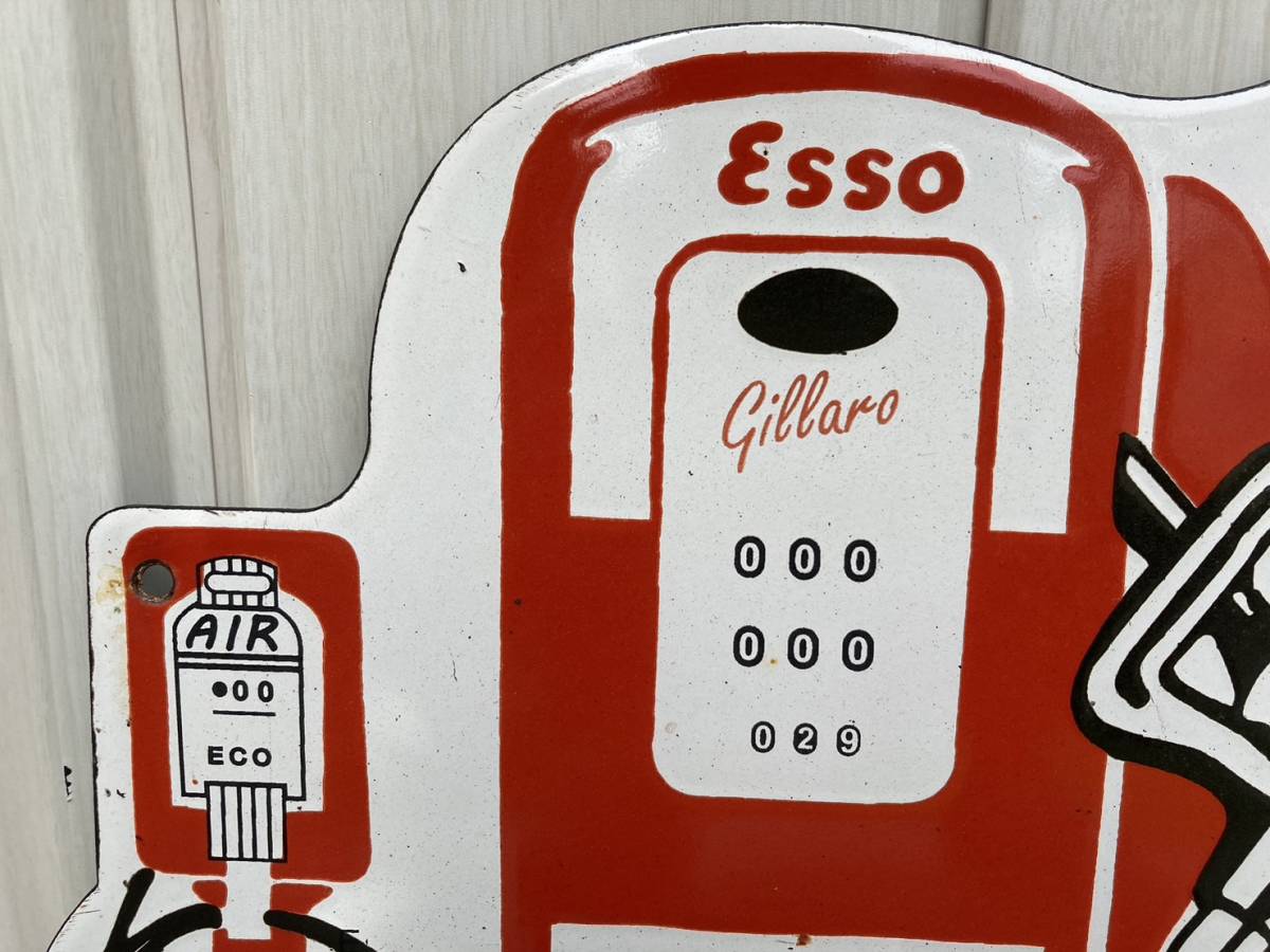 ビンテージ 大型 看板 ESSO エッソ君 オイルドロップボーイ 幅66cm / ホーロー看板 アンティーク アメリカ 世田谷ベース 昭和レトロ_画像3