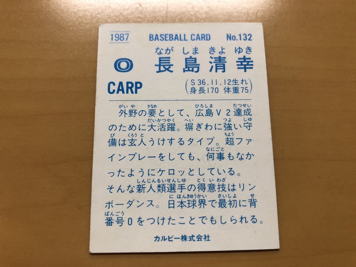 カルビープロ野球カード 1987年 長島清幸(広島カープ) No.132_画像2