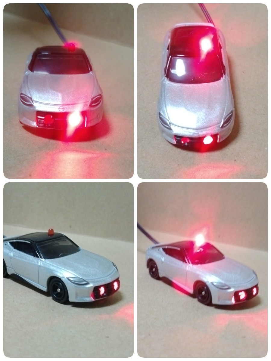  dummy scanner Fairlady Z Z34 RZ34 S30 Nissan mask patrol car Tomica LED 12V 3 light blinking crime prevention anti-theft new model Z silver 