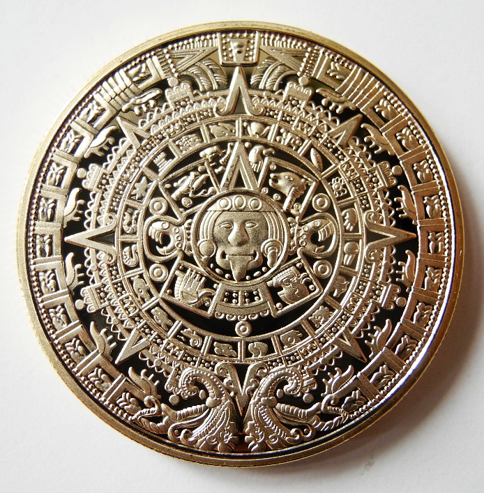 マヤ文明 カレンダー 1オンス 24金Pコイン メダル マヤ アステカ 金1色版 金貨 ボールマーカー 金運 幸運の画像1