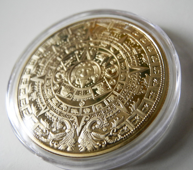 マヤ文明 カレンダー 1オンス 24金Pコイン メダル マヤ アステカ 金1色版 金貨 ボールマーカー 金運 幸運の画像3