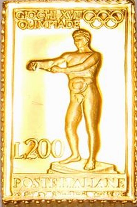 13 歴代 オリンピック イタリア ローマ 彫刻像 切手 コレクション 国際郵便 限定版 純金張り 24KT ゴールド 純銀製 スタンプ アートメダル