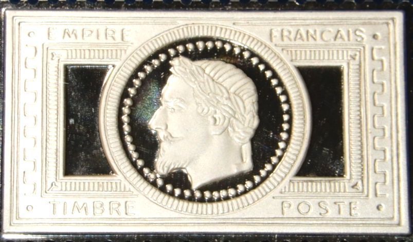 024 日本郵趣 協会 純銀製 エラー切手 フランス 希少切手 シリーズ 1869年 明治2年 皇帝ナポレオン 5フラン メダル スターリングシルバー