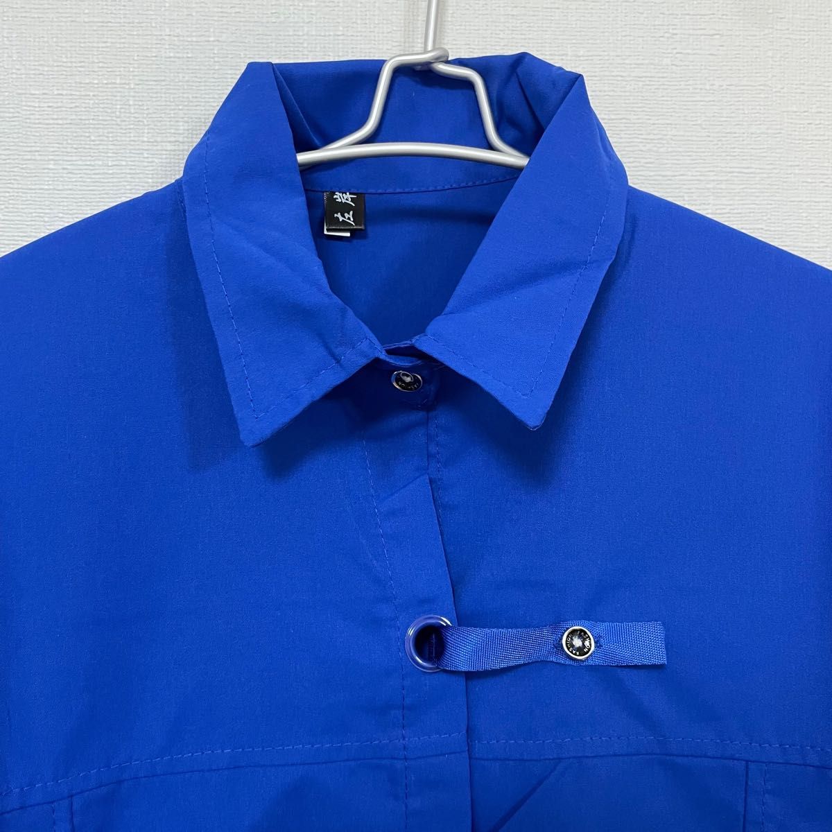 【最終値下げ】新品 メンズ チャイナボタンシャツ デザインシャツ ブルー XL オーバーシャツ カジュアル