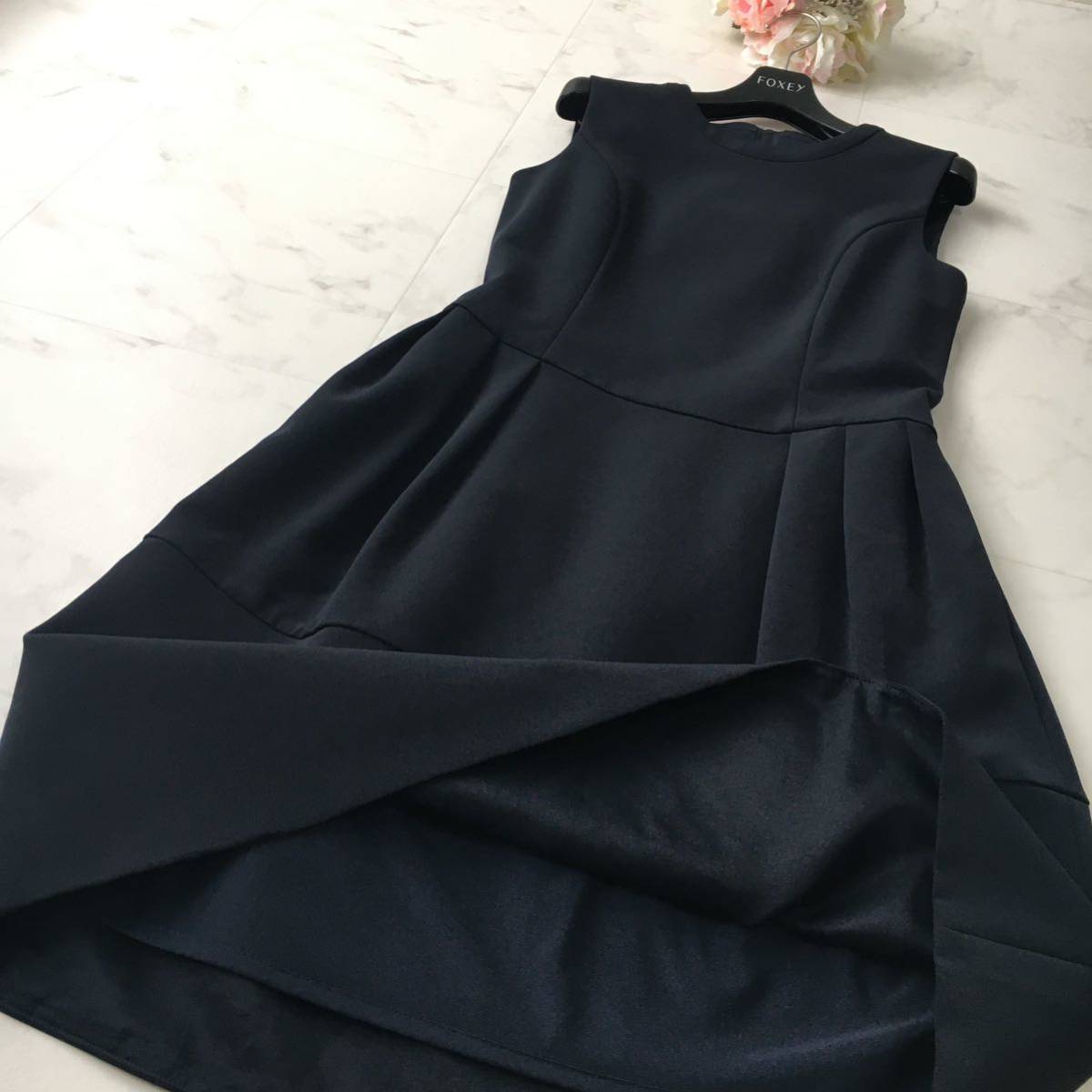 美品 FOXEY フォクシー マットストレッチ 洗える ワンピース 送料無料