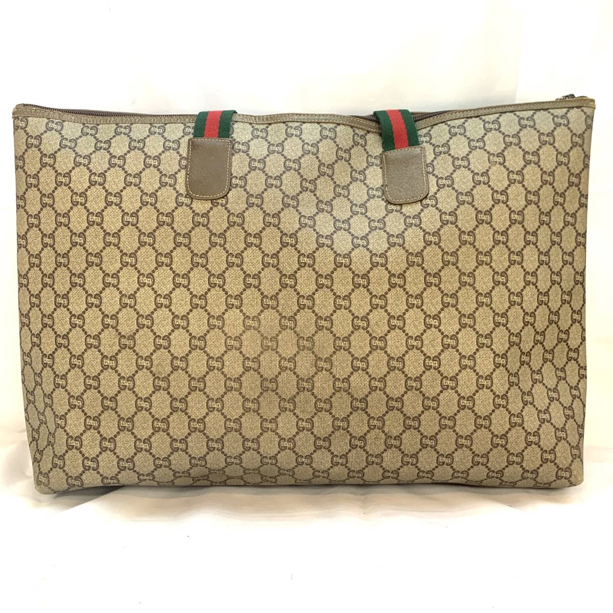 【美品】 オールドグッチ GUCCI PLUS グッチプラス トートバッグ ショルダーバッグ A３サイズ GG柄 シェリーライン ベージュ　 GUCCIPLUS