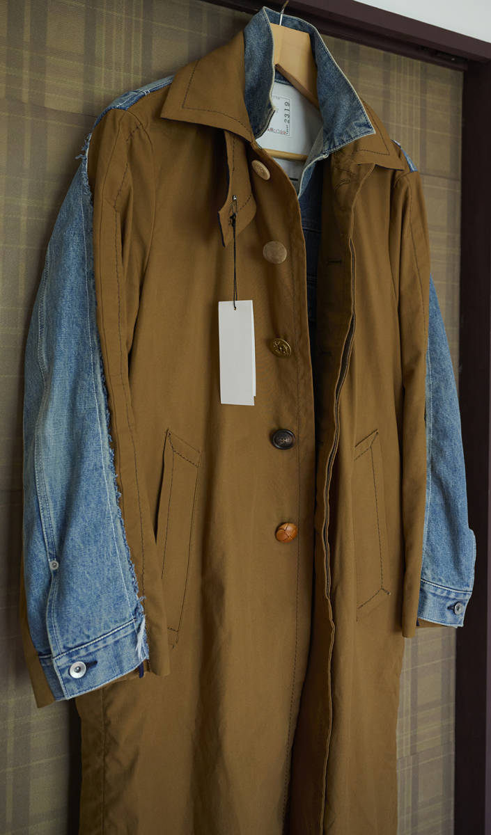 Sacai サカイ 20AW DENIM DOCKING STAIN COLLAR COAT デニムドッキングステンカラーコート 定価￥169400- SIZE 1 20-02319M_画像3