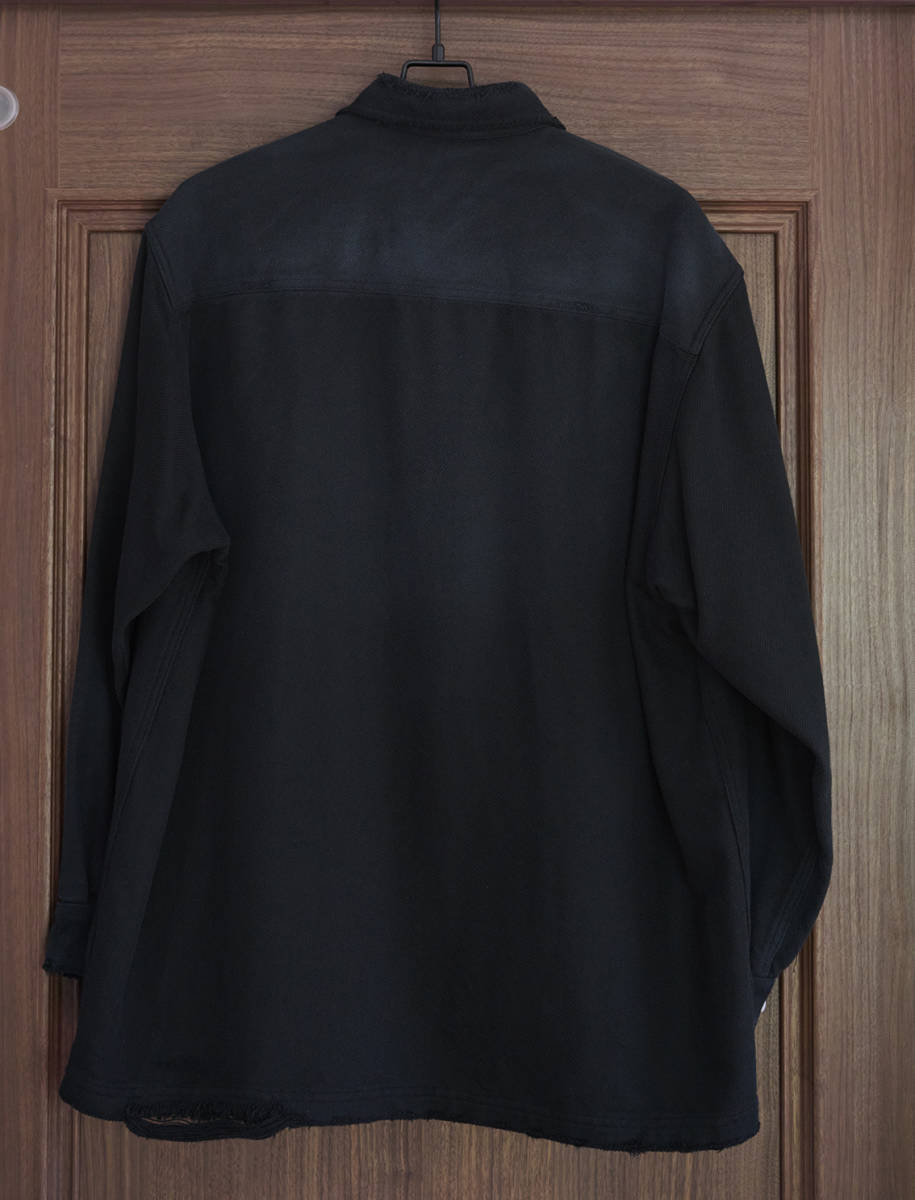 今期新品 MYne MIHARA YASUHIRO Distressed Shirt マイン ミハラヤスヒロ G10SH017-0 長袖 シャツ BLACK SIZE S 定価￥38500-_画像8